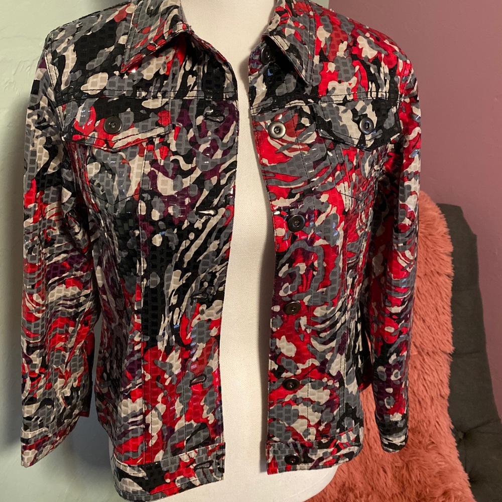 Hearts Of Palm Cropped Jacket. Shiny and Stretchy